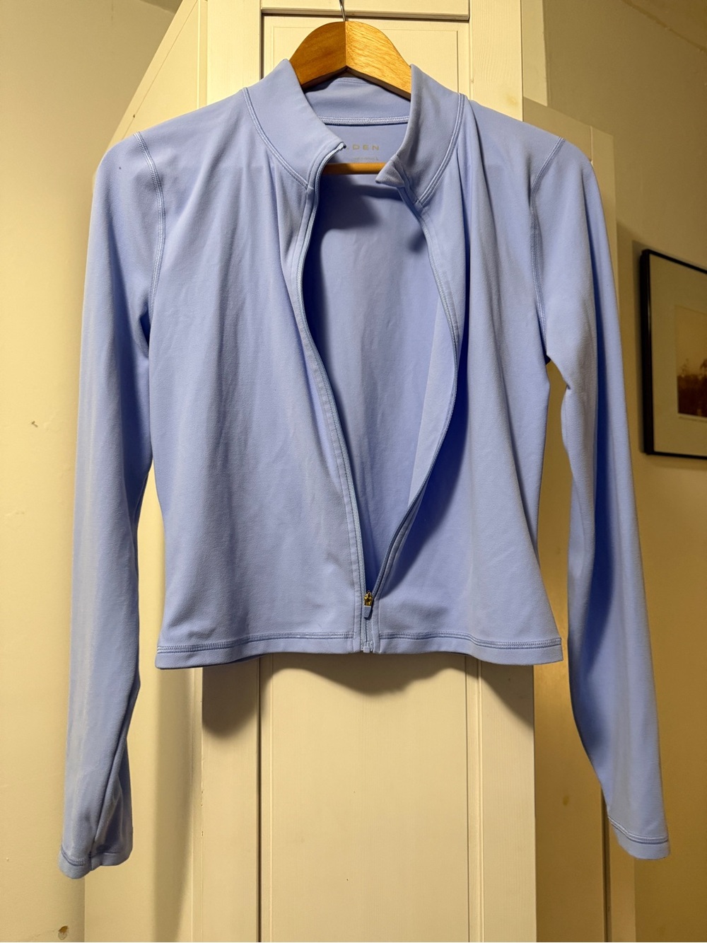 BUTTER Limit Zip-Up Sweat-wicking mockneck zip-up jacket day flower blue Aritzia - Picture 2 of 7